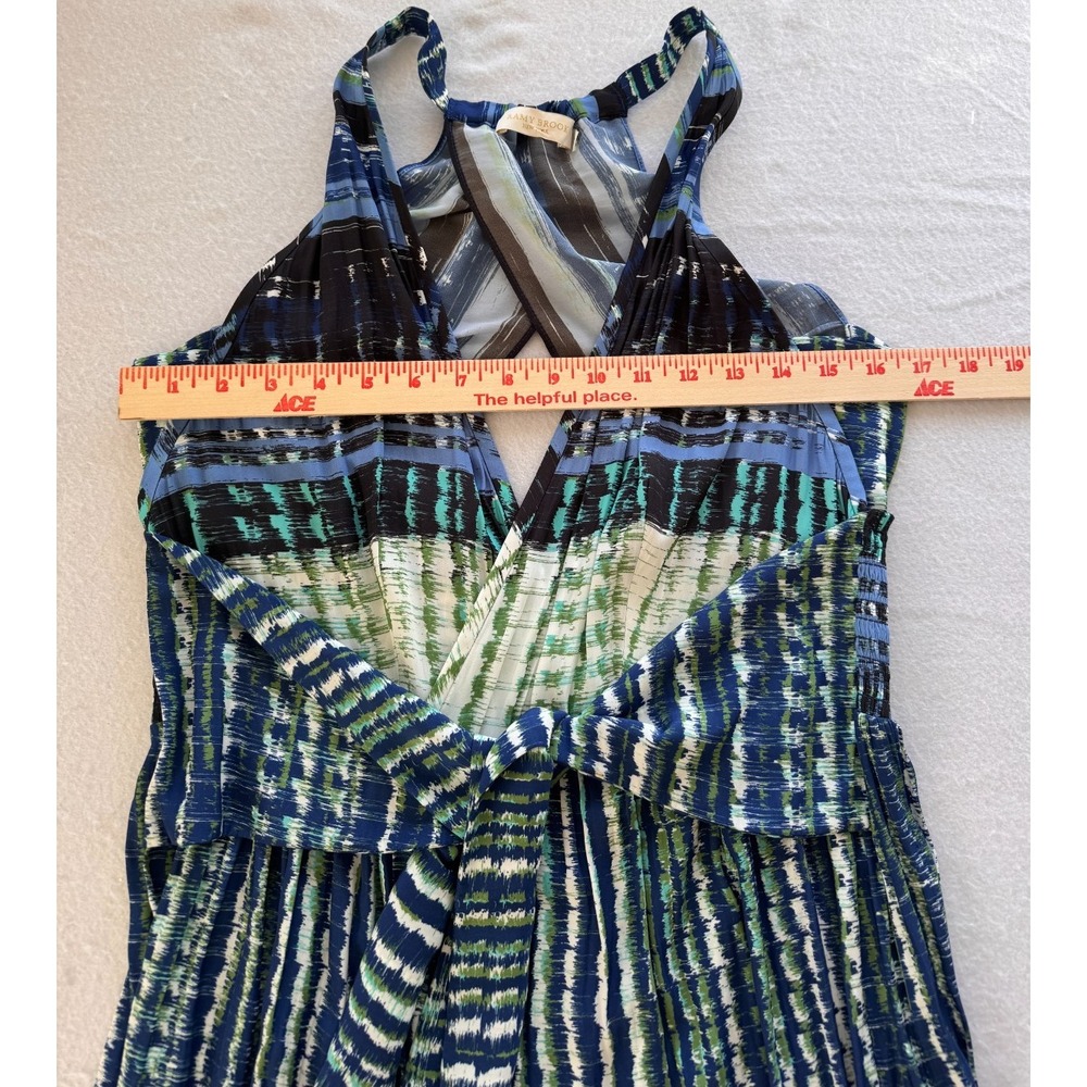 Ramy Brook Blue Green Watercolor Halter Midi Wrap Tie‎ Waist Dress Medium - Picture 6 of 12